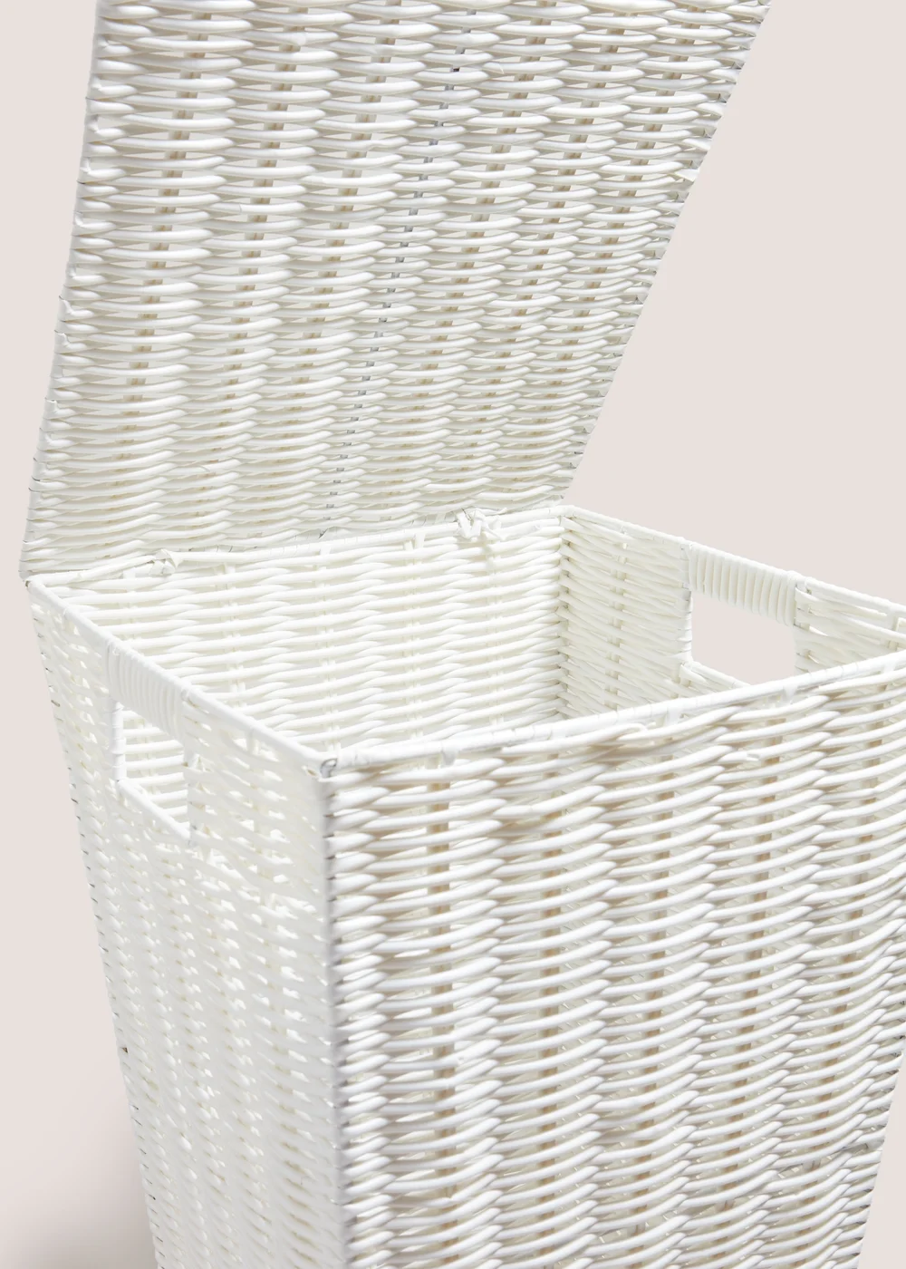 White Woven Plastic Laundry Basket Image 2