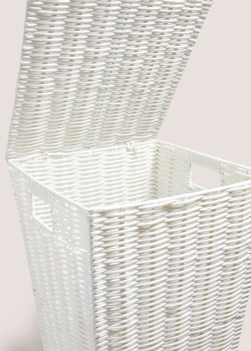 White Woven Plastic Laundry Basket Image 2