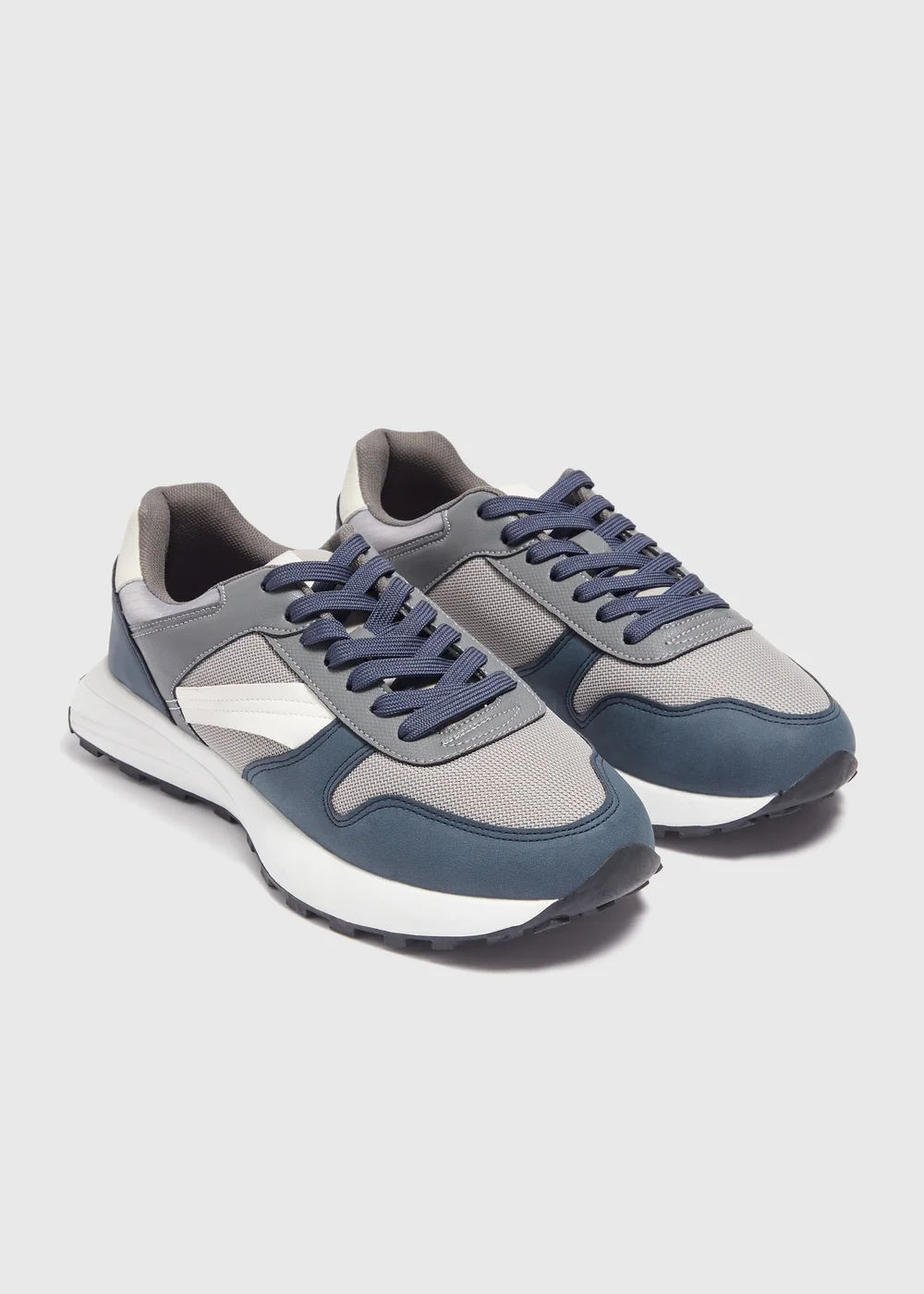 Navy Mixed Stripe Trainers - 6 Image 1