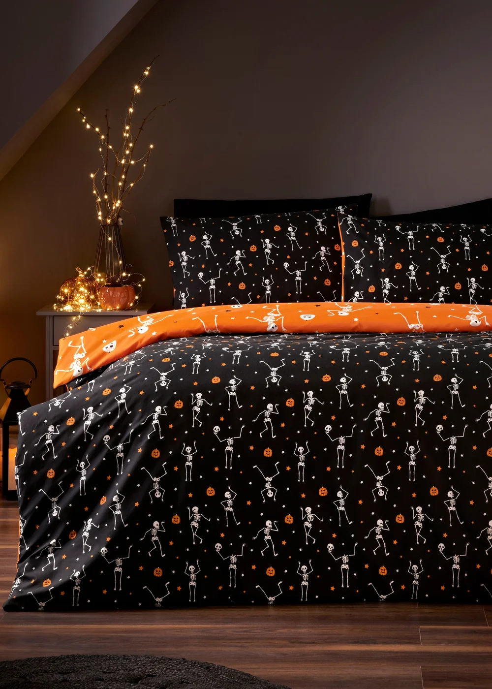 Halloween Reversible Skeleton Duvet Set - Single Image 1