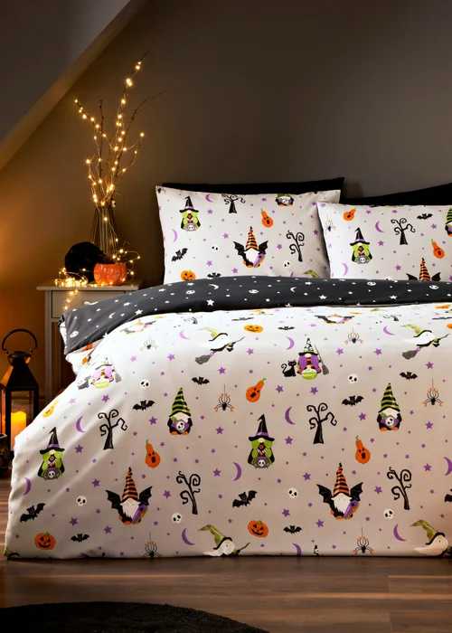 Halloween Reversible Gnome Duvet Set - Single Image 1