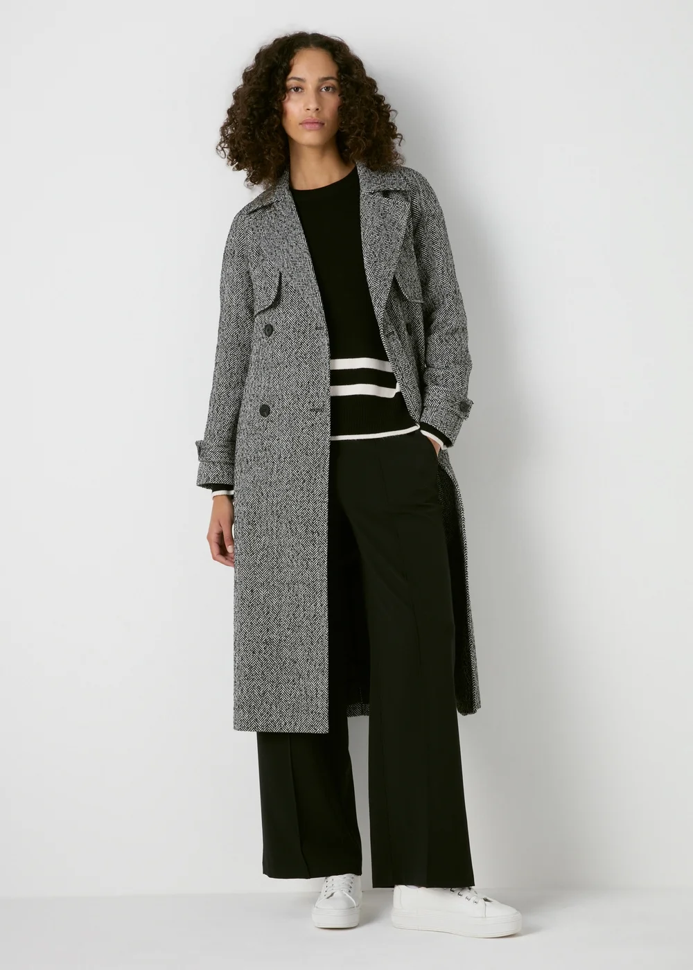 Black & White Trench Coat - 8 Image 1