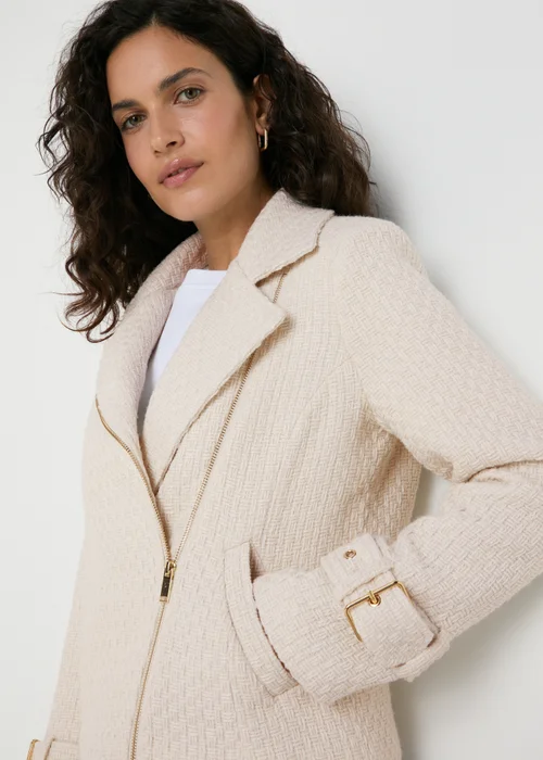 Et Vous Ivory Boucle Biker Jacket - 8 Image 1