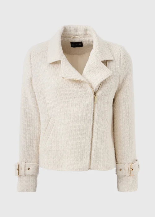 Et Vous Ivory Boucle Biker Jacket - 8 Image 4