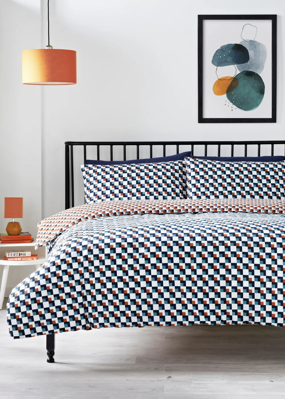 Navy Geometric Duvet Set - Single Image 1