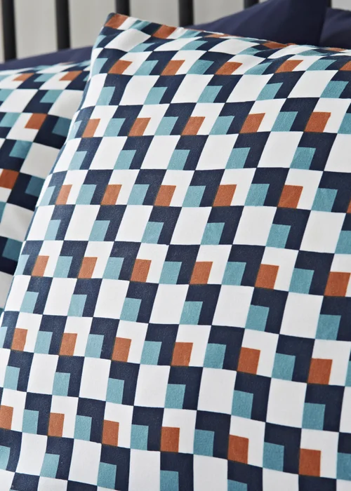 Navy Geometric Duvet Set - Single Image 2