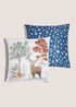 White Woodland Animal Cushion (43x43cm) Image 2