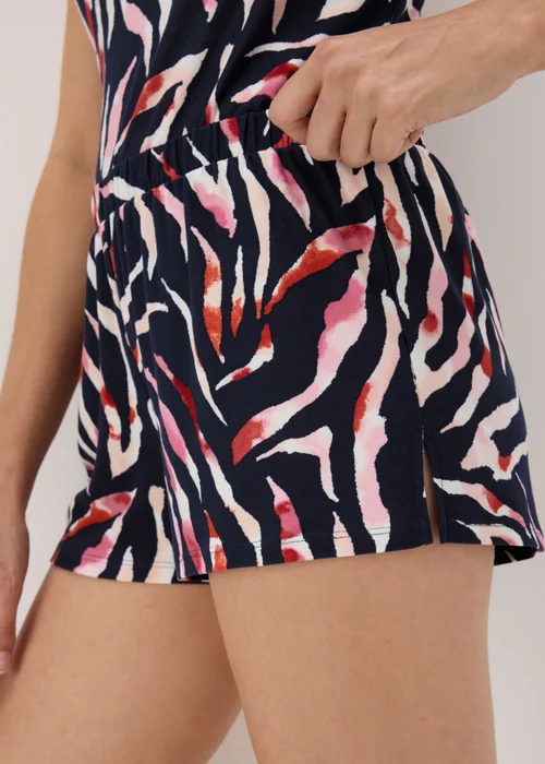 Navy Animal Print Pyjama Shorts - Extra small Image 3