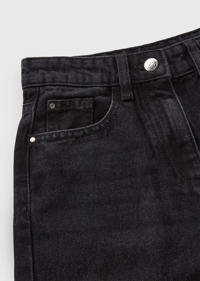 Girls Black Wide Leg Jeans (7-15yrs)