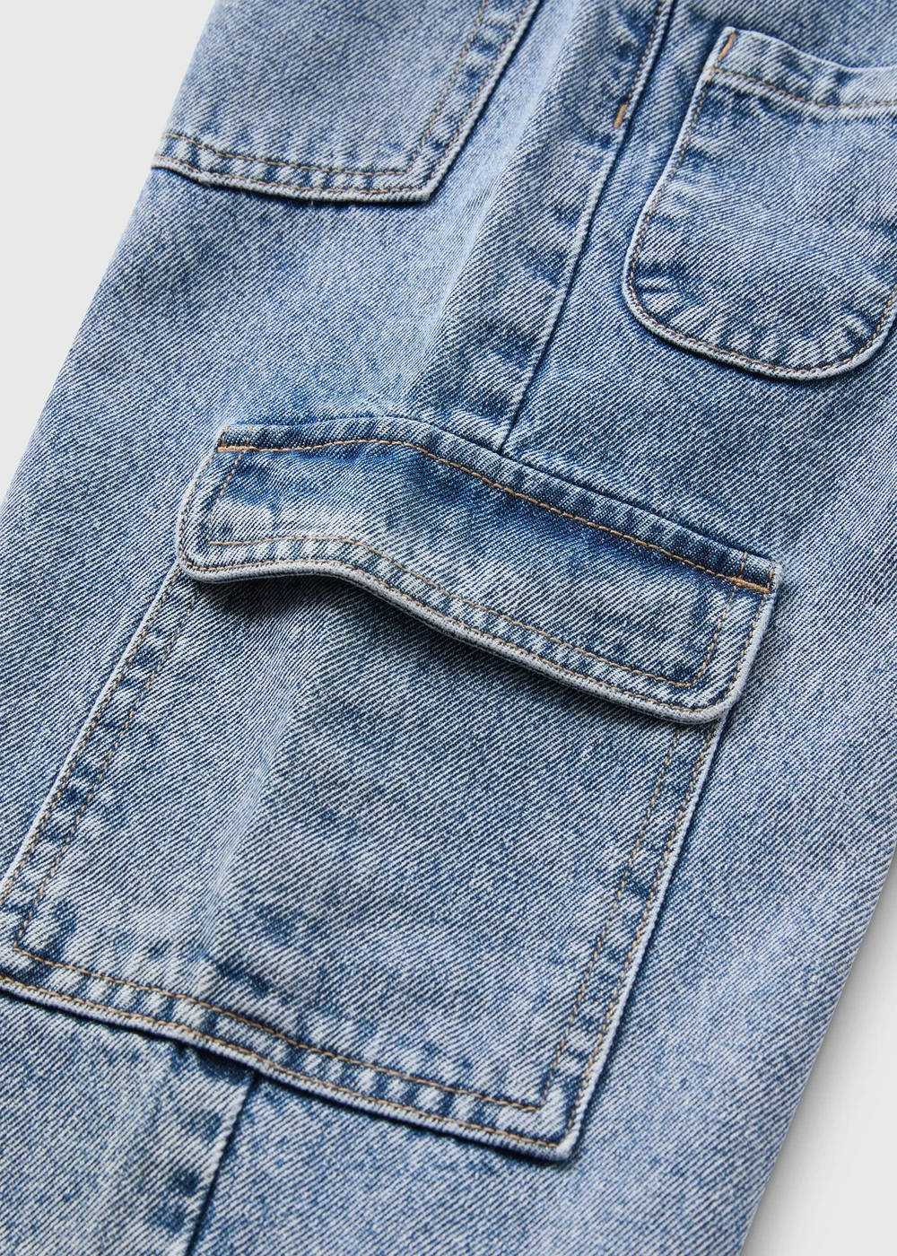 Girls Blue Wide Leg Cargo Jeans (7-15yrs) - 8 Yrs Image 2