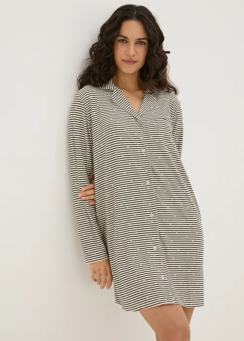 Grey Stripe Shirt Nightie - Extra small Image 1
