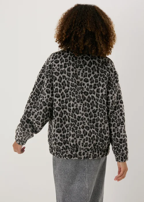 Grey Leopard Print Bomber Jacket - 8 Image 2