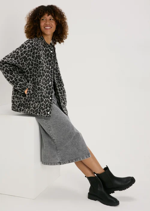 Grey Leopard Print Bomber Jacket - 8 Image 4