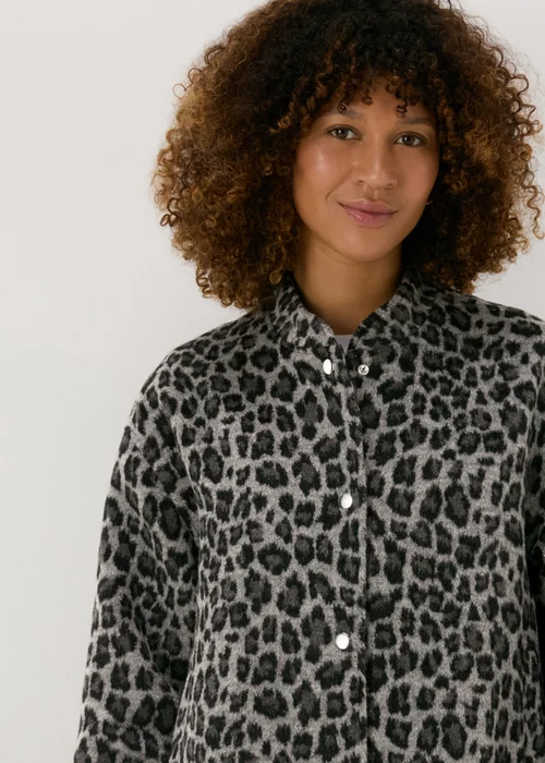Grey Leopard Print Bomber Jacket - 8 Image 3