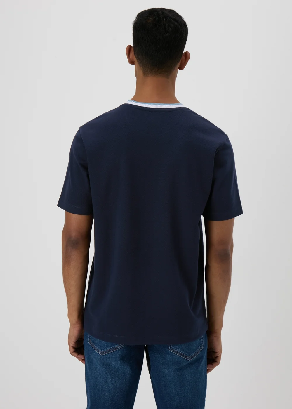 Navy Contrast Neck T-shirt - S Image 2