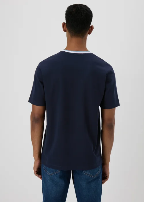 Navy Contrast Neck T-shirt - S Image 2