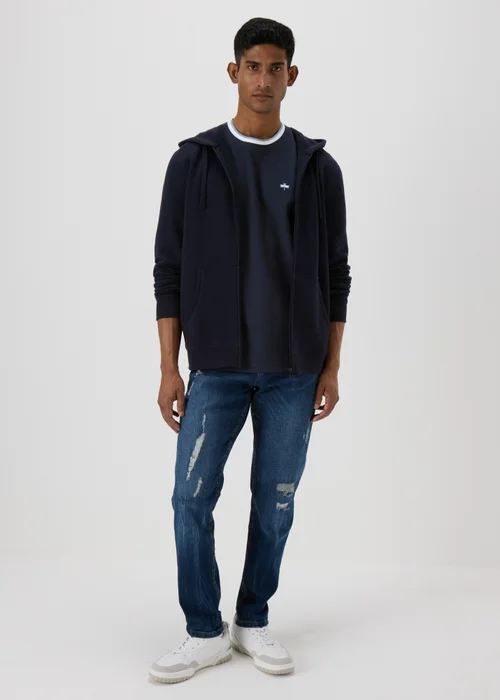 Navy Contrast Neck T-shirt - S Image 4