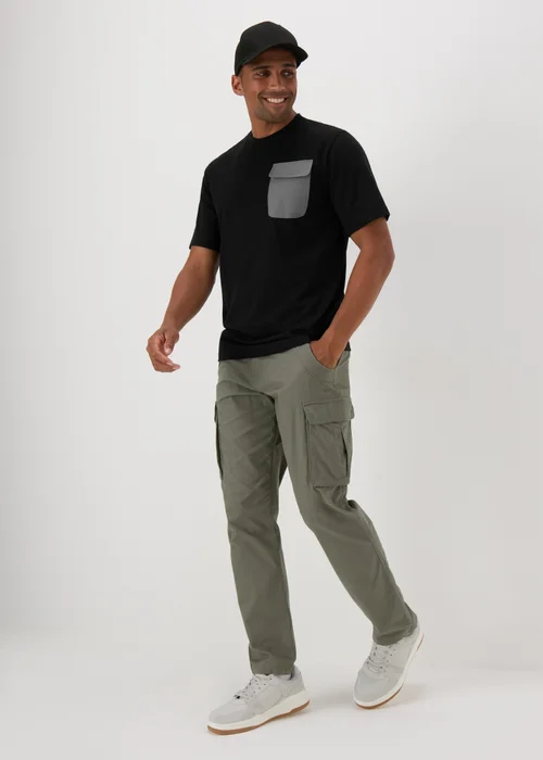 Black Woven Grey Pocket T-Shirt - S Image 4