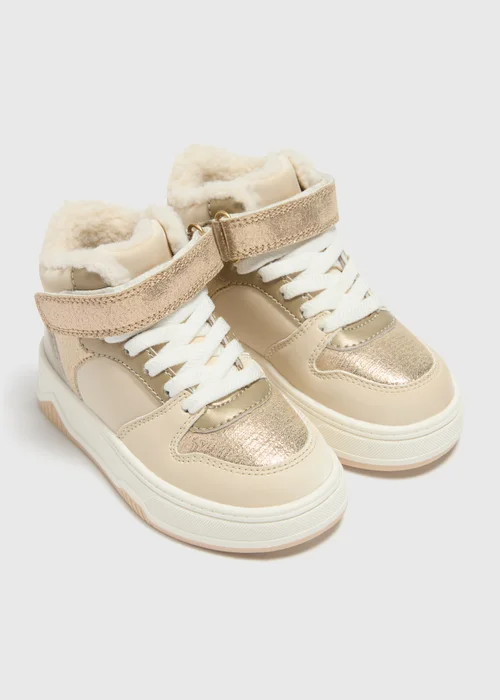 Girls Gold High Top Trainers (Younger 4-12) - Size 4 Infants Image 1