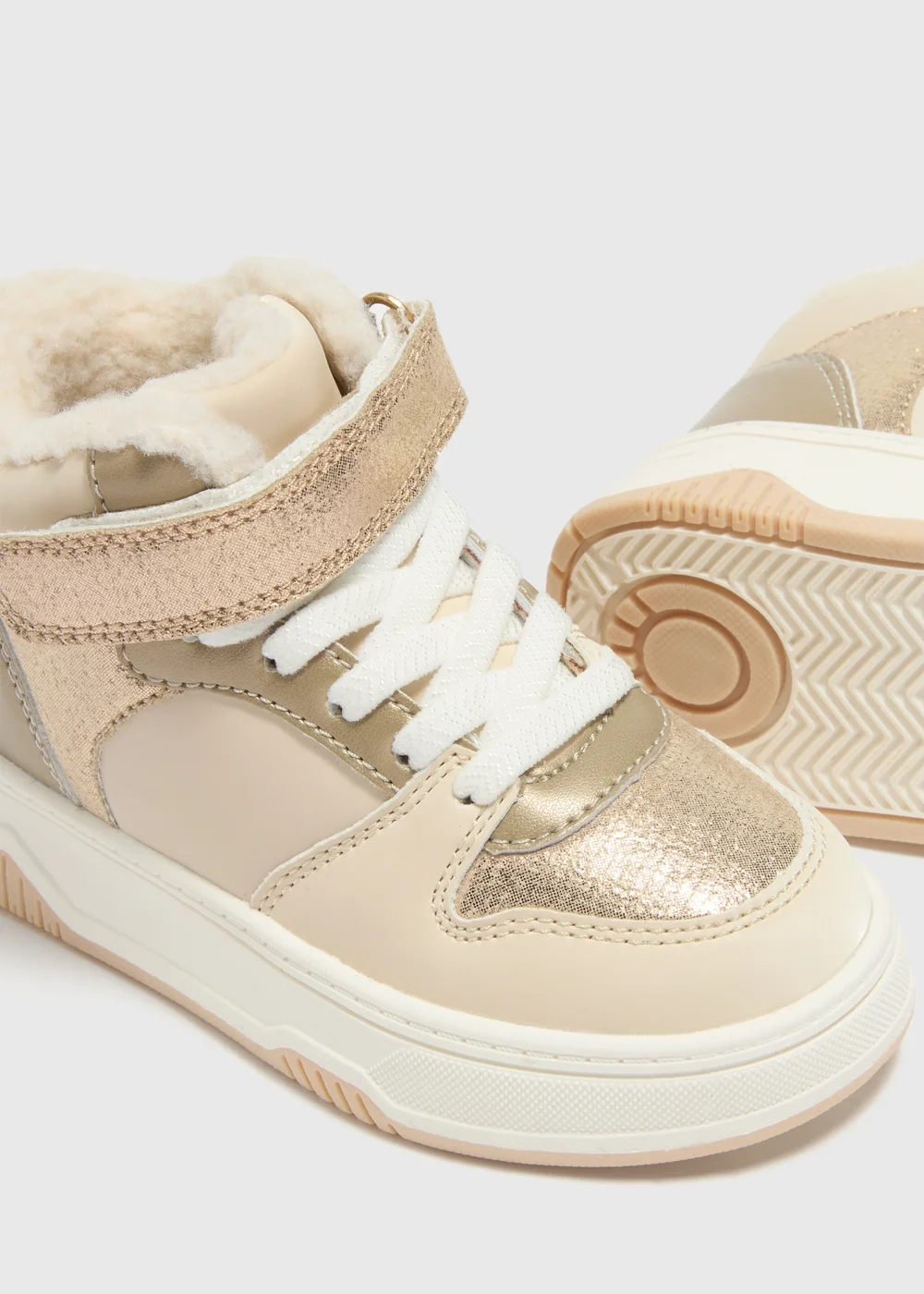 Girls Gold High Top Trainers (Younger 4-12) - Size 4 Infants Image 2
