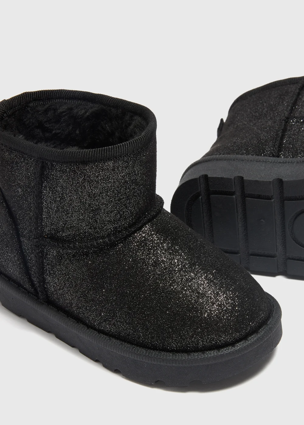 Girls Black Glitter Snug Boots (Younger4-9) - Size 4 Infants Image 2