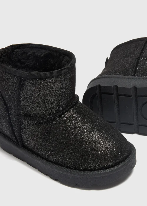 Girls Black Glitter Snug Boots (Younger4-9) - Size 4 Infants Image 2