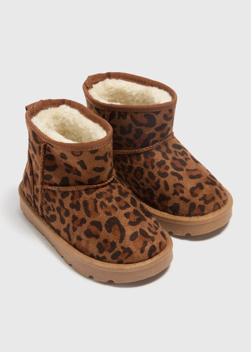 Girls Tan Leopard Snug Boots (Younger 4-9) - Size 4 Infants Image 1