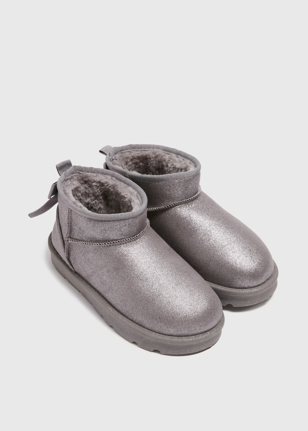 Girls Grey Bow Snug Boots (Younger 10-Older 5) - Size 10 Infants Image 1