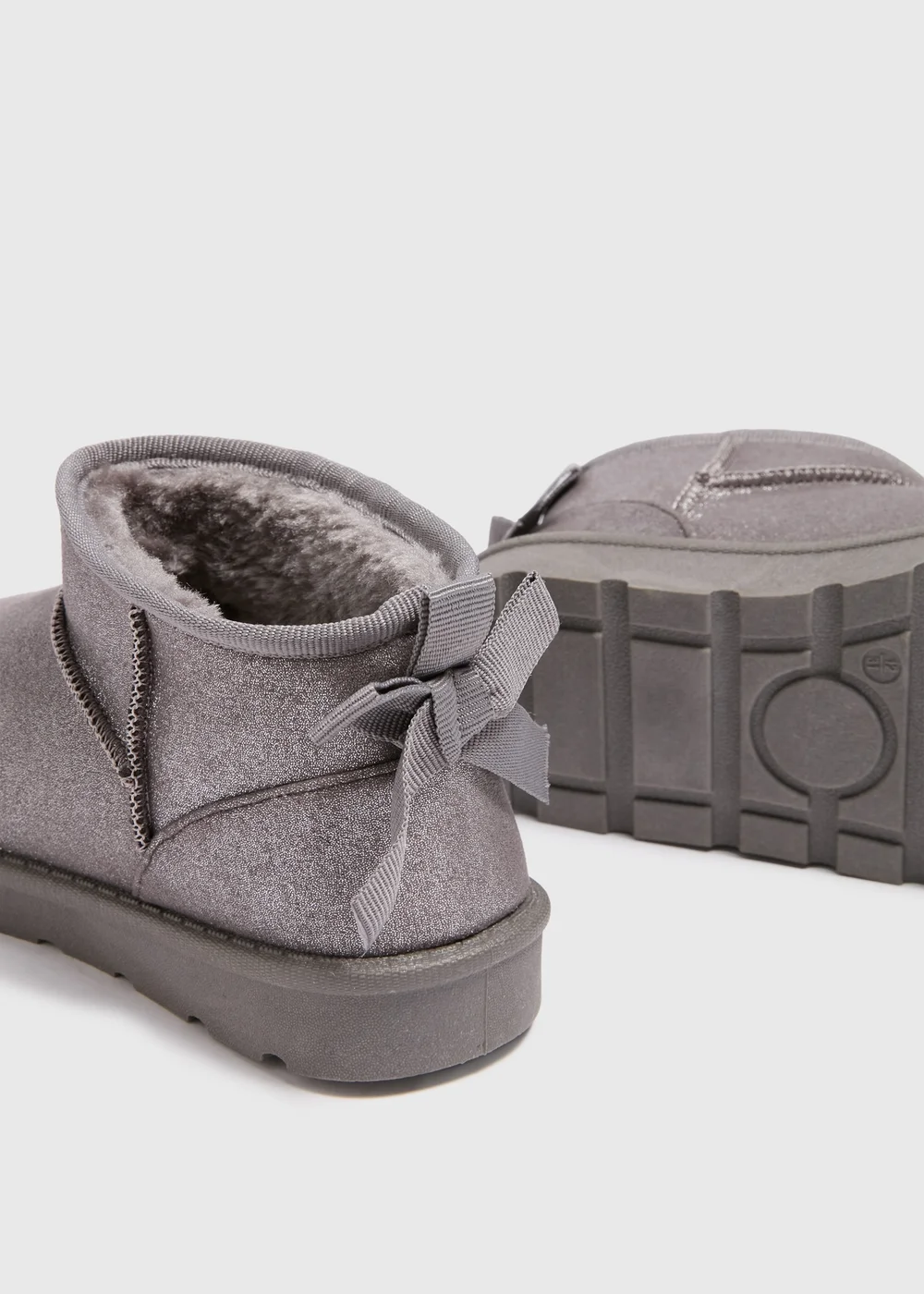 Girls Grey Bow Snug Boots (Younger 10-Older 5) - Size 10 Infants Image 2
