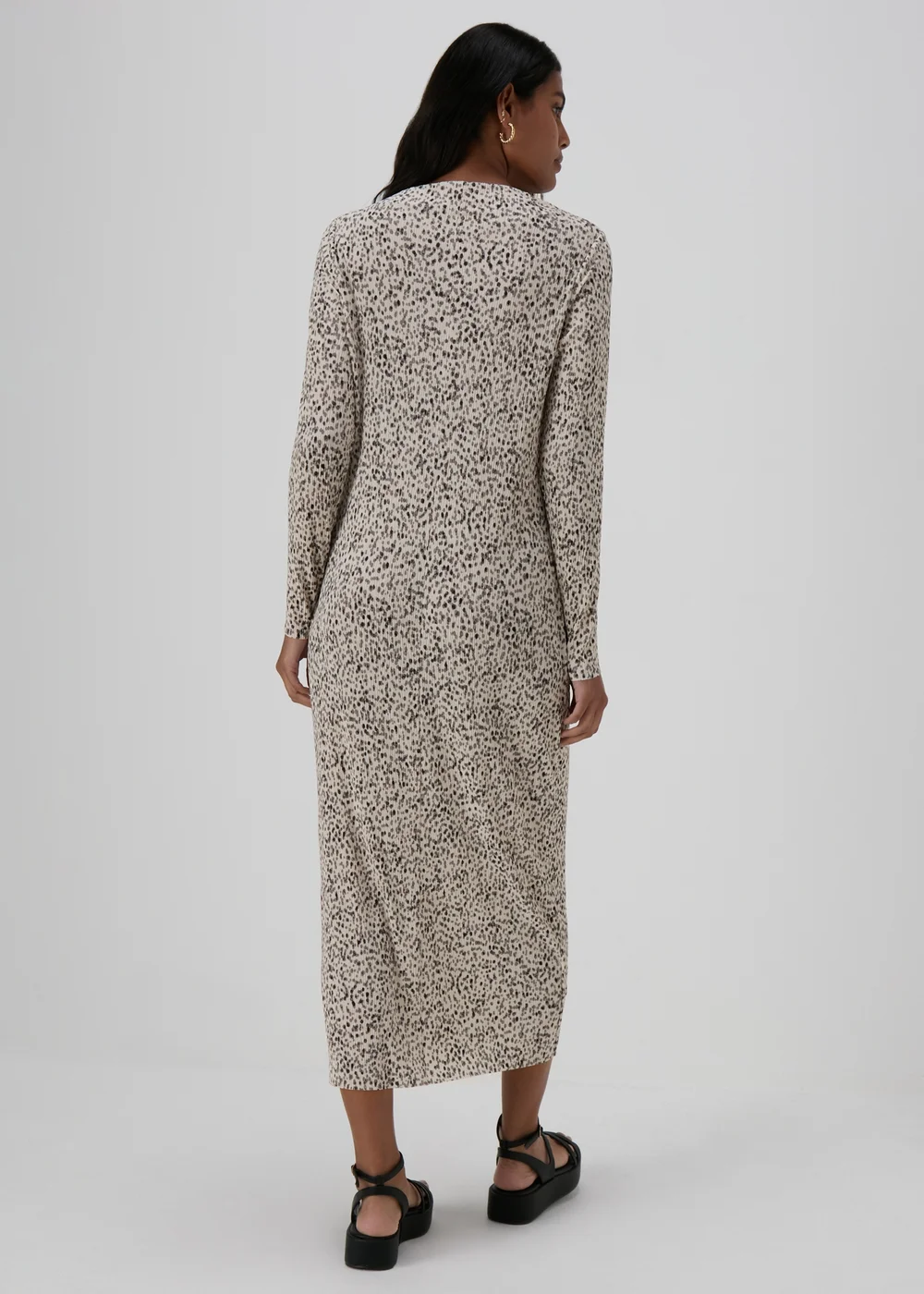 Cream Spot Print Plisse Midi Dress - 8 Image 2