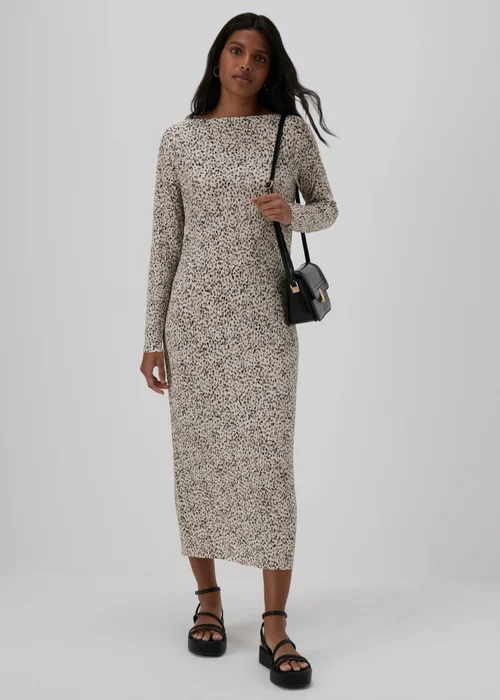 Cream Spot Print Plisse Midi Dress - 8 Image 1