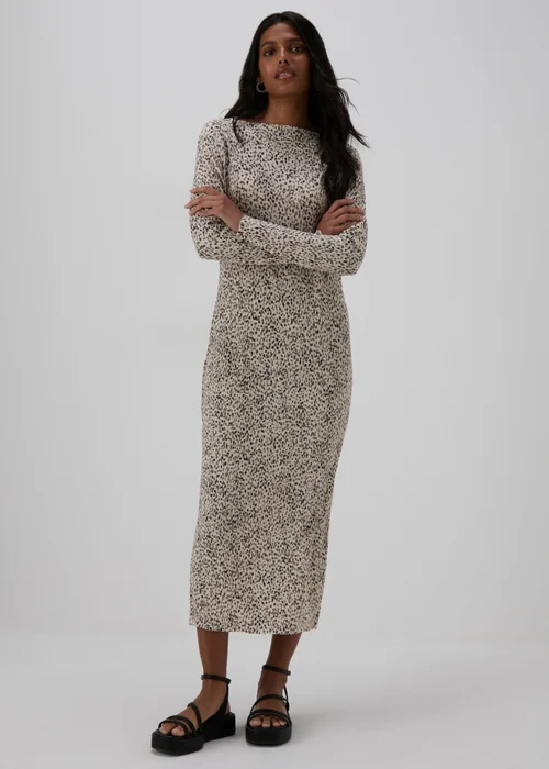 Cream Spot Print Plisse Midi Dress - 8 Image 4