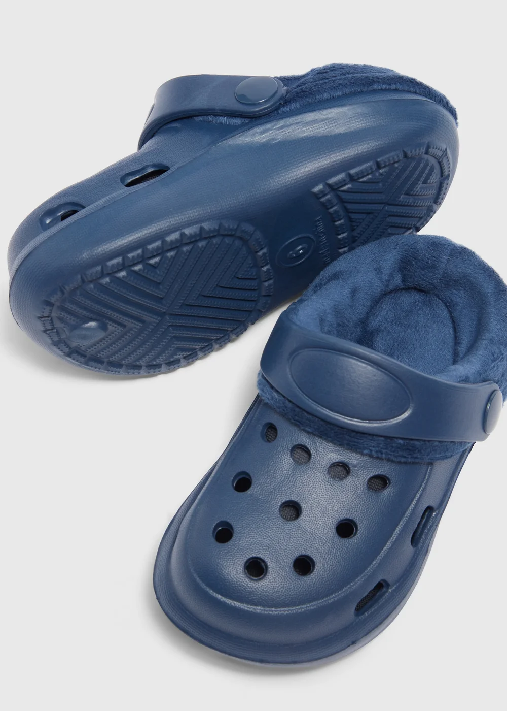 Kids Navy Faux Fur Lined Clogs (Younger 4-12) - 6 Infant Image 2