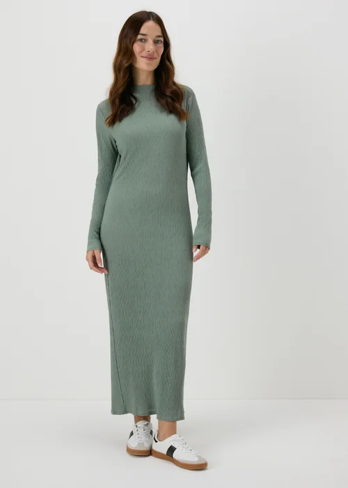 Green Plisse Midi Dress - Size 8 Image 1