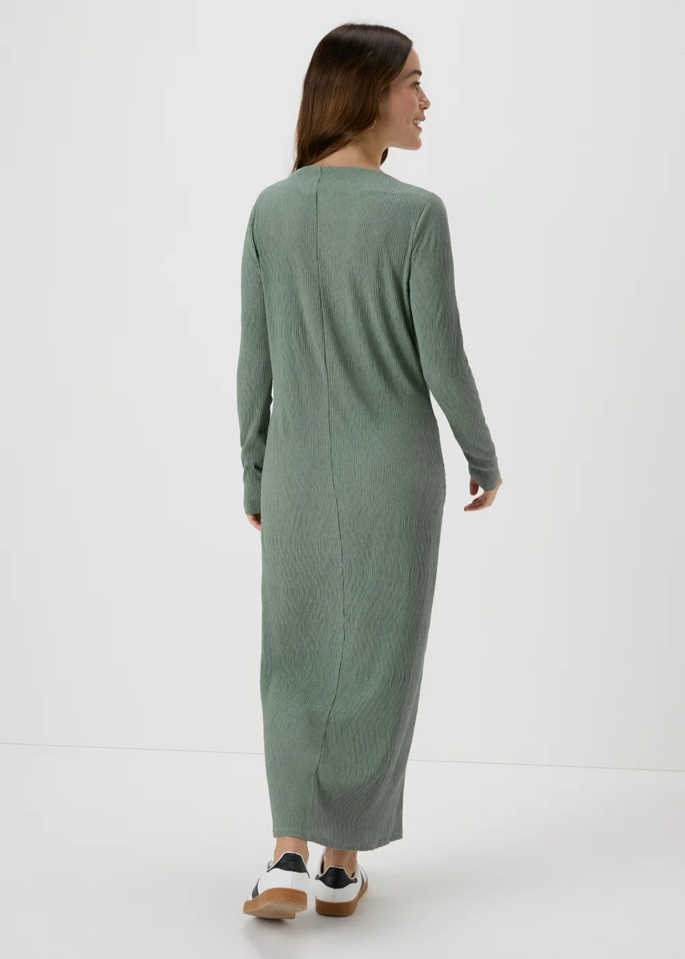 Green Plisse Midi Dress - Size 8 Image 2