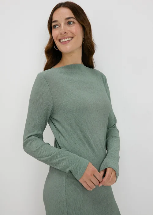 Green Plisse Midi Dress - Size 8 Image 3