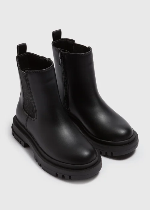 Girls Black Chelsea Boots (Younger 10-Older 5) - Size 1 Image 1