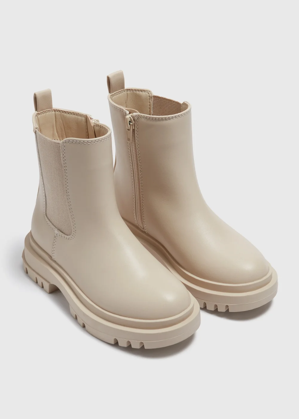 Girls Cream Chelsea Boots (Younger 10-Older 5) - Size 1 Image 1