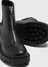 Girls Black Zip Front Chunky Boots (Younger 10-5) - Size 10 Infants Image 2