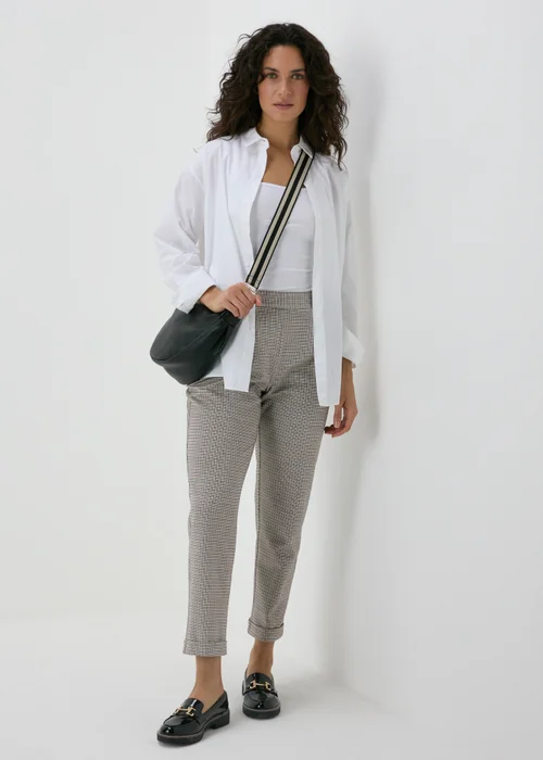 Brown Check Ponte Straight Leg Trousers - 8 Image 4