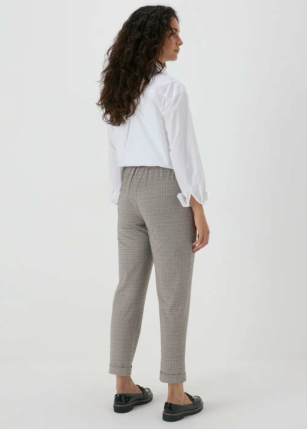 Brown Check Ponte Straight Leg Trousers - 8 Image 2