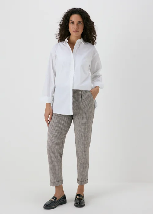 Brown Check Ponte Straight Leg Trousers - 8 Image 1