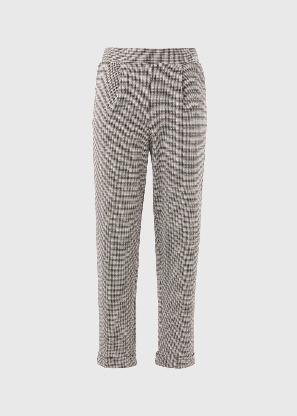 Brown Check Ponte Straight Leg Trousers - 8 Image 5
