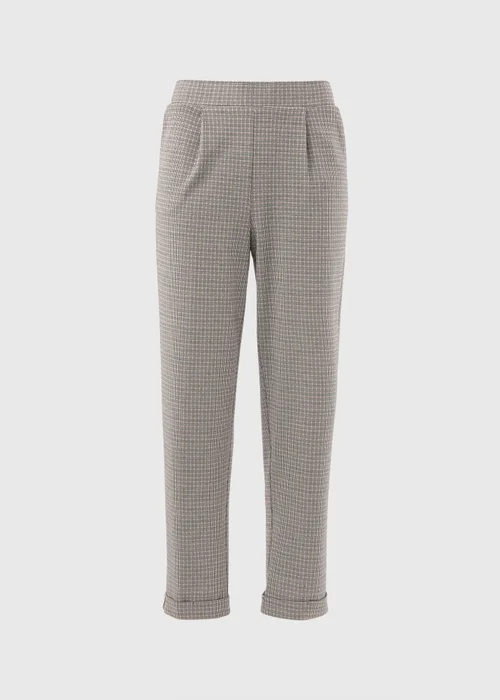 Brown Check Ponte Straight Leg Trousers - 8 Image 5