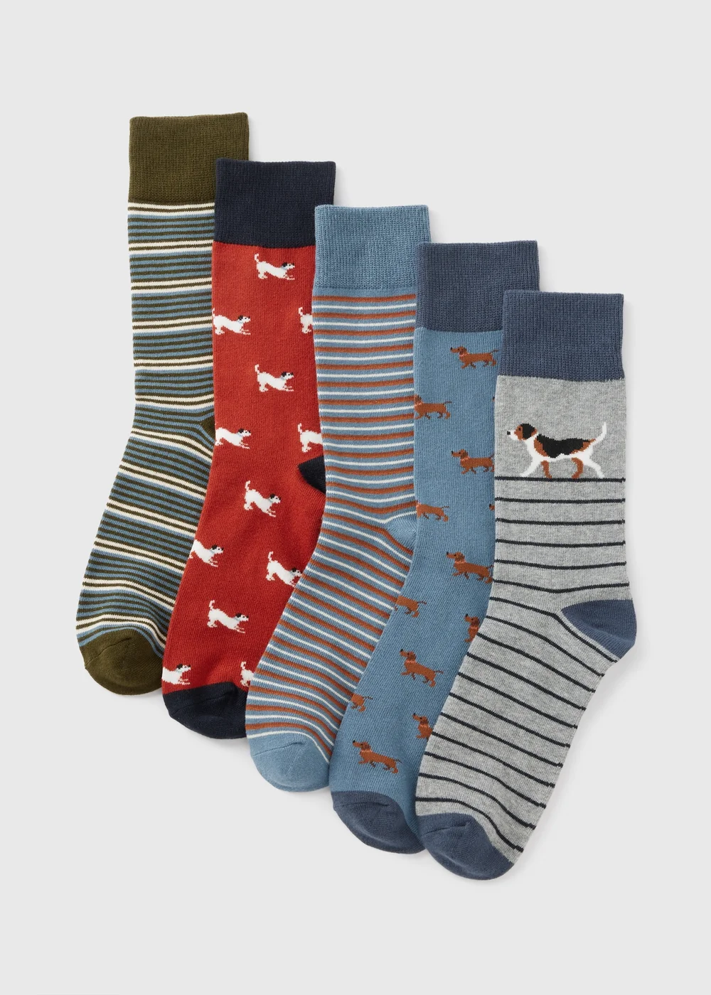 5 Pack Multicolour Dog Pattern Socks - 6-8.5 Image 1