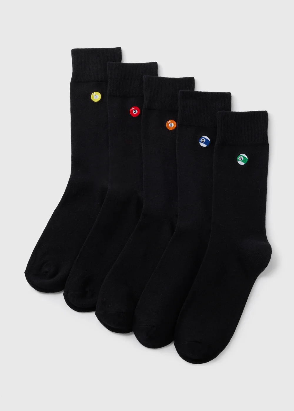 5 Pack Black Snooker Embroidery Socks - 6-8.5 Image 1