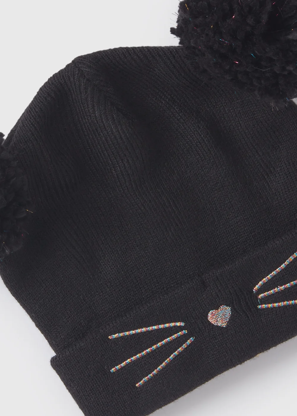 Girls Black Cat Beanie Hat (3-10yrs) - Age 3 - 6 Years Image 2