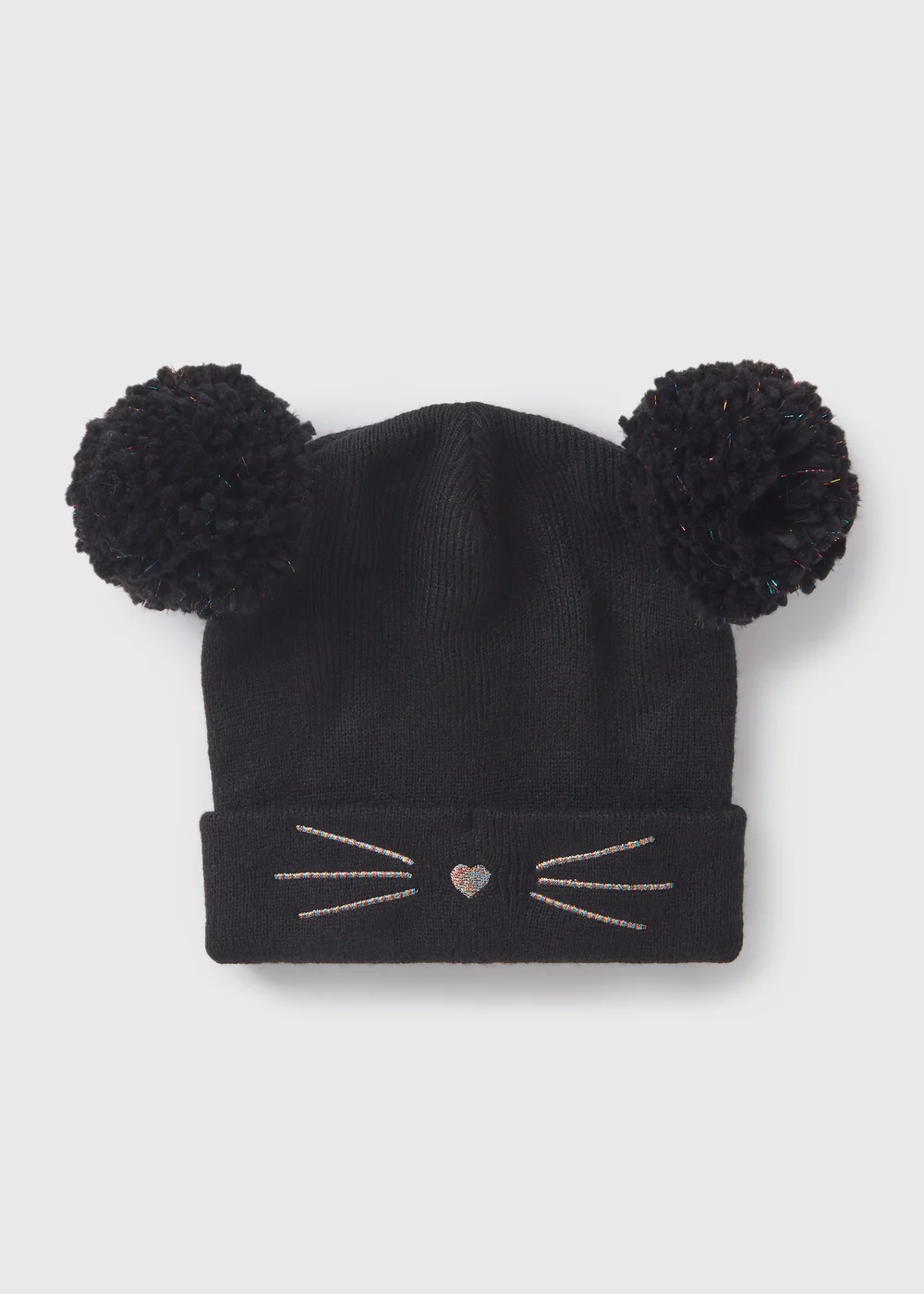 Girls Black Cat Beanie Hat (3-10yrs) - Age 3 - 6 Years Image 1