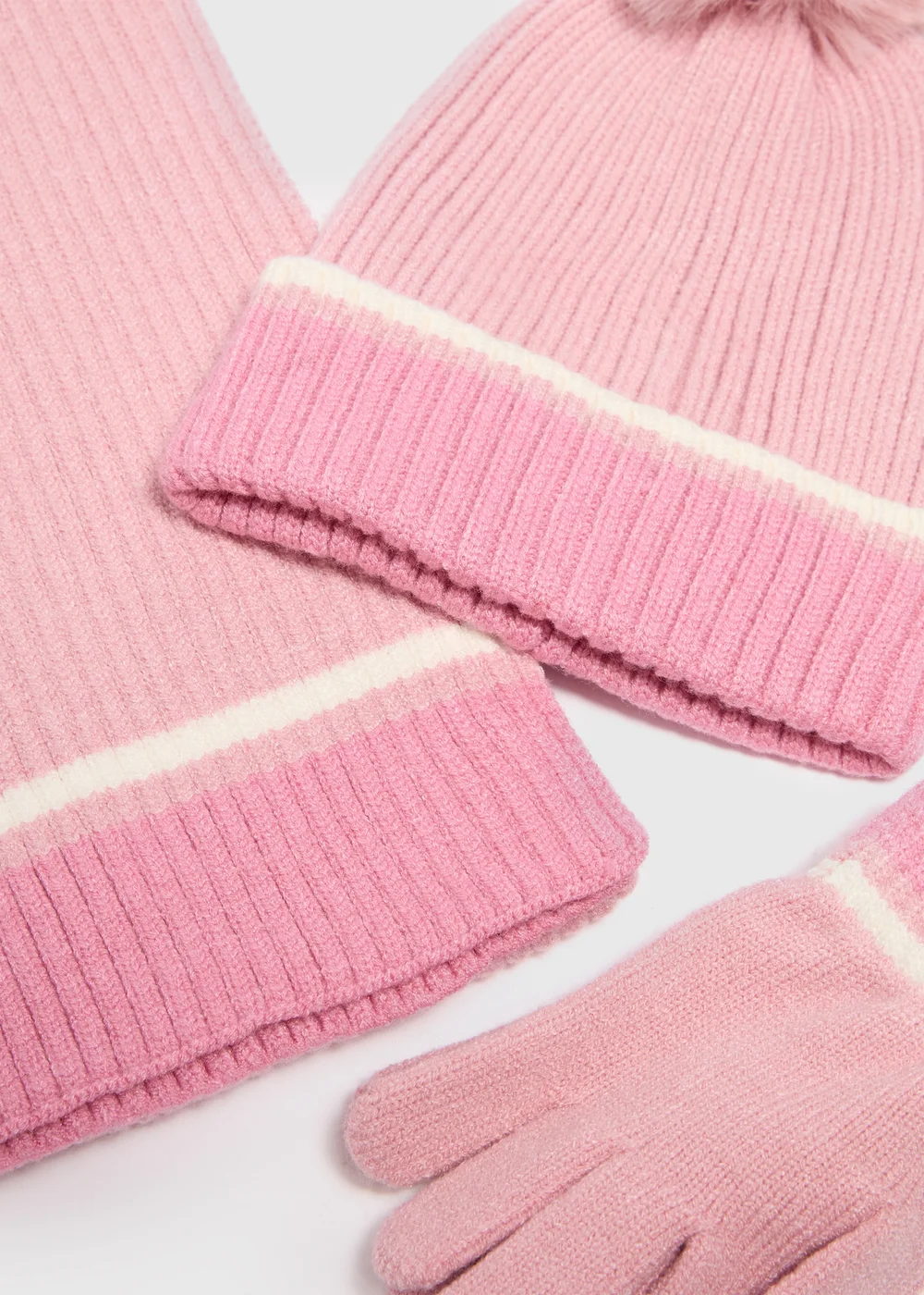 3 Piece Girls Pink Knitted Hat, Gloves & Scarf Set (3-16yrs) - Age 3 - 6 Years Image 2