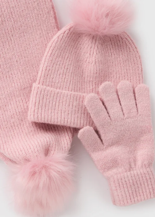 3 Piece Girls Pink Sparkle Hat, Gloves & Scarf Set (3-13yrs) - Age 3 - 6 Years Image 3